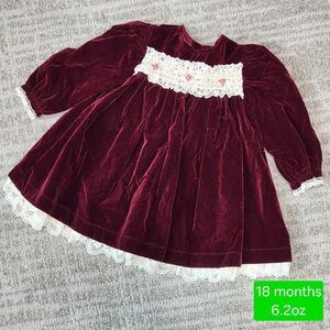 Allison Ann vintage velvet lace special occasion dress red size 18 months